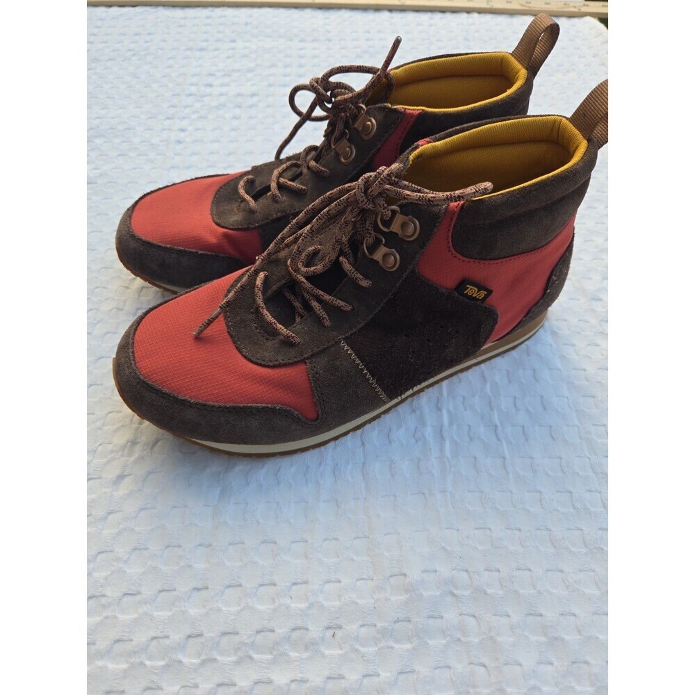 Teva Highside 84 Mid Retro Boots Womens 11 Brown Red Suede Ripstop Gorpcore